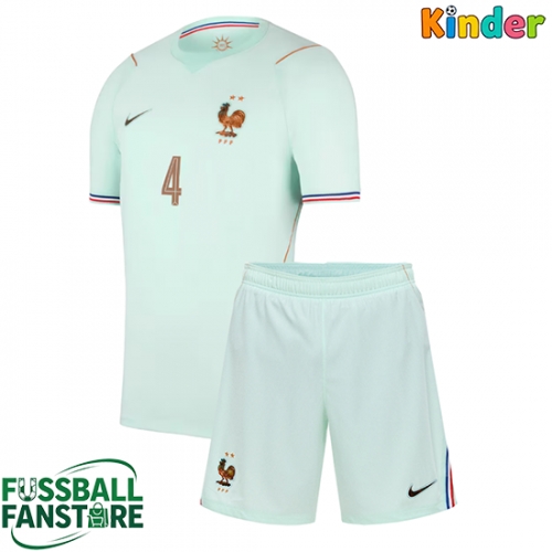 Frankreich Dayot Upamecano #4 Replik Auswärtstrikot Kinder WM 2026 Kurzarm (+ Kurze Hosen)